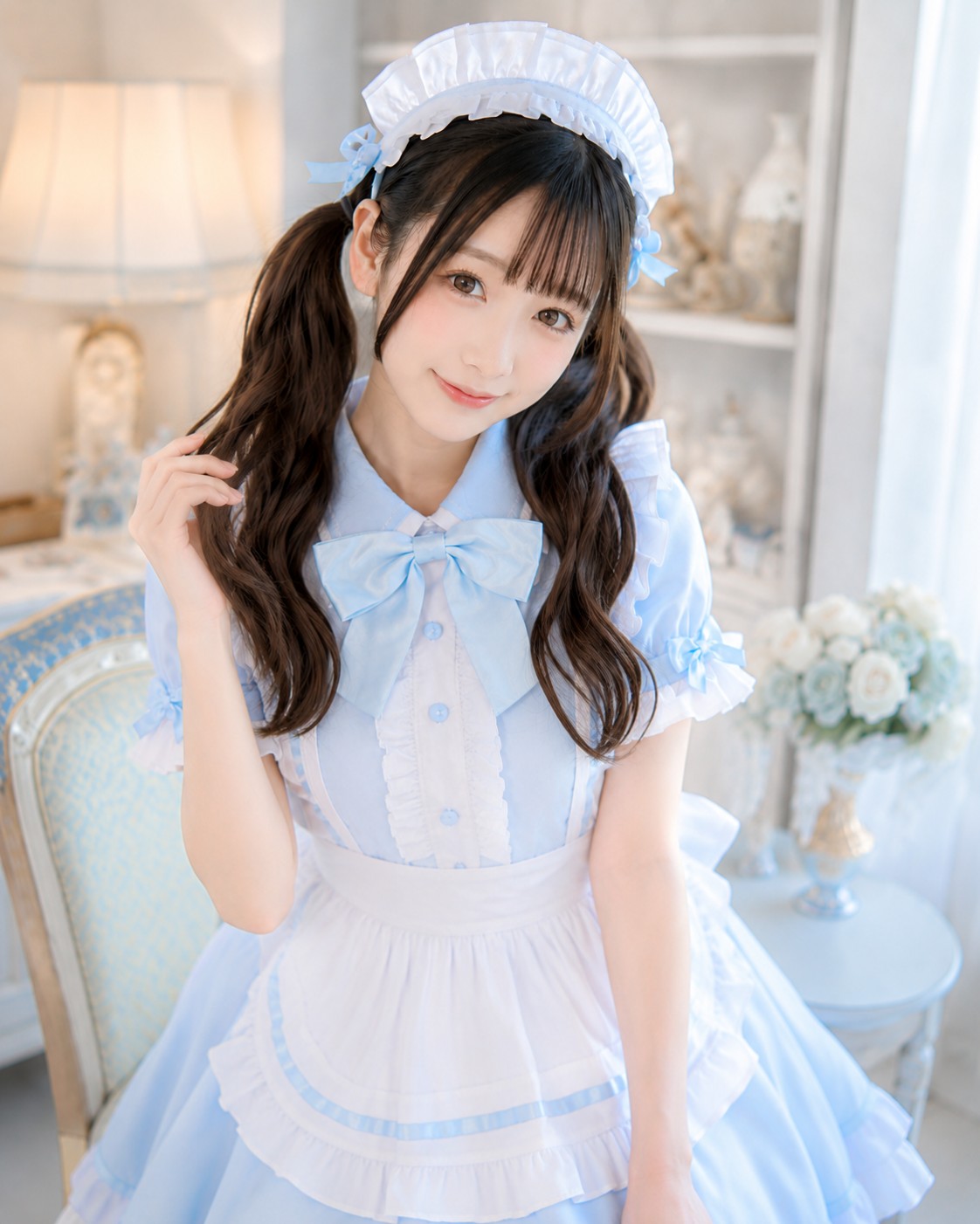 髪を触る仕草の写真例