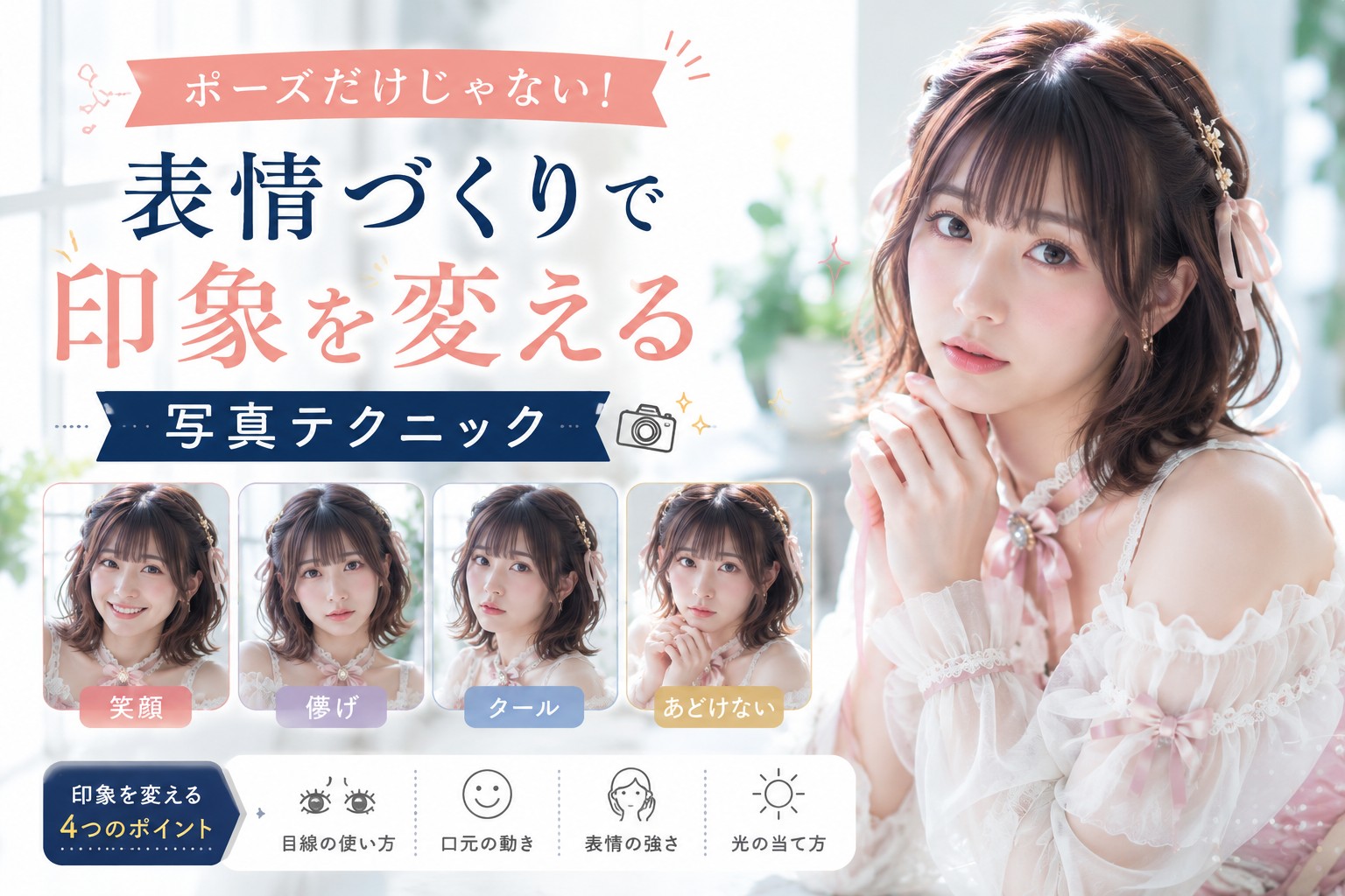 ポートレート撮影での豊かな表情づくりのイメージ解説
