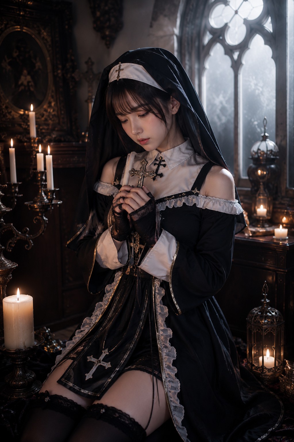 シスター ゴシック コスプレ撮影の写真例