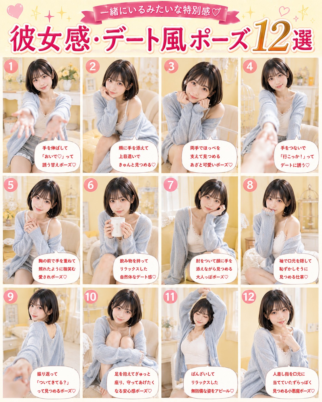 彼女感・デート風ポーズ12選一覧